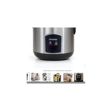 Imagem de Panela de Arroz Elétrica 1 Litro, 400W, 127V, Preta, Antiaderente, com Copo Medidor e Grade Vapor, 20,5x20,5x23,5cm