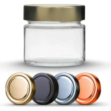 Imagem de Kit 30 unidades - Pote de vidro Pianezza - 210 ml - Tampa Dourada