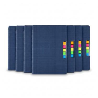 Imagem de Caderno de Anotações com Sticky Notes, Capa em Material Sintético, 80 Folhas Pautadas Bege, 21x15x1,5cm (10, Azul)