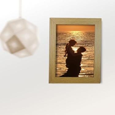 Imagem de Moldura para exibição de fotos para mesa ou parede, suporte decorativo para fotos, exibição de documentos de estilo simples para decoração de sala de escritório (cor de madeira, 10 x 15 cm)
