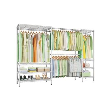 Imagem de Ulif E11 Suporte para roupas resistentes, rack de roupas independente de metal e sistema organizador de armário com 8 prateleiras e 4 varões, (73 cm - 97 cm (L) x 37 cm P x 180 cm A, carga 469 kg