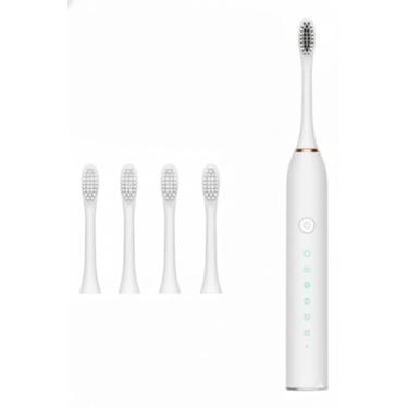 Imagem de Escova de Dente Elétrica Sônica Recarregável USB, Limpeza Profunda, 5 Modos, Timer Automático, IPX7, Uso Adulto e Infantil (Branco)