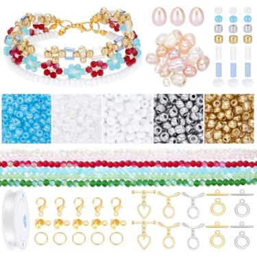 Imagem de PH PandaHall Kit de fabricação de pulseiras de contas, contas de vidro, faça você mesmo, kits de achados, contas de pérolas, kit de fabricação de pulseiras da amizade para artesanato faça você mesmo