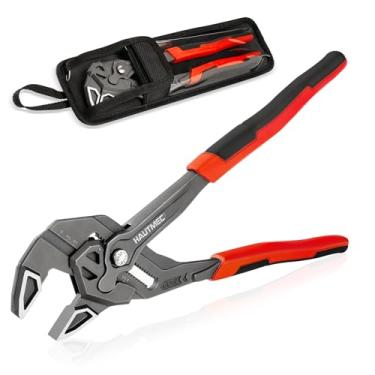 Imagem de HAUTMEC Chave de alicate ajustável, alicate paralelo de mandíbula lisa de 30,5 cm, aço CR-V tratado termicamente e resistente à ferrugem fosfatada, escala SAE/métrica, bolsa de cinto de armazenamento