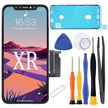 Imagem de LENCOLOR Novo para iPhone XR 6,1 polegadas Tela LCD de substituição digitalizador conjunto de moldura com ferramentas de reparo adesivo à prova d'água compatível com modelo A1984, A2105, A2106, A2108 preto