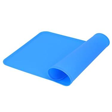 Imagem de Eujgoov Tapete de Alimentação para Animais de Estimação à Prova de água Tapete de Silicone Antiderrapante para Comida de Cachorro e Gato Com Bordas Elevadas 30x48cm Jogo Americano à Prova de (Azul)