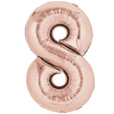 Imagem de Balão Metalizado Rose Gold Número 8 - 70cm