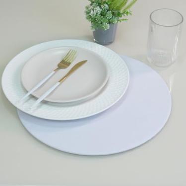 Imagem de Sousplat 35cm MDF com Capa em Tecido Oxford Liso – 100% Poliéster, Base e Capa Básica (Branco)