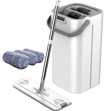 Imagem de Mop Flat Lava e Seca com Balde + 2 Refis Microfibra Limpeza Prática Multiuso