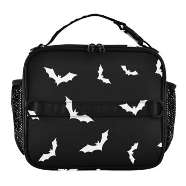 Imagem de Lancheira engraçada de morcegos brancos para mulheres, meninas, lancheira com alça de ombro, masculina, infantil, lancheira para trabalho, adultos, animal, floral, bolsa térmica