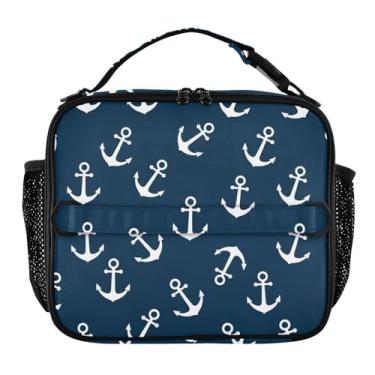 Imagem de Joisal Lancheira branca azul marinho para mulheres, lancheira personalizada para meninas, crianças, homens, lancheira para trabalho, floral, comida térmica, isolada para adultos