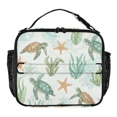 Imagem de Joisal Lancheira clássica personalizada de tartarugas marinhas estrelas do mar para mulheres, meninas, lancheira, alça de ombro ajustável, masculina e infantil, lancheira para trabalho, linda bolsa