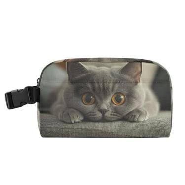 Imagem de TSENQUE Lancheira personalizada de gato de pelo curto britânico curioso para mulheres, meninas, lancheira masculina e infantil, lancheira para trabalho, portátil, pequena, fofa, rosa, bolsa térmica