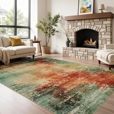 Imagem de Joydeco Tapetes de área de 15 x 23 cm para sala de estar, tapete antiderrapante lavável à máquina, tapetes com estampa de pilha baixa para quarto, sala de jantar, escritório em casa, adequado para