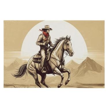 Imagem de Wassud Tapete de porta de cowboy do deserto 61 x 89 cm, tapete de área lavável antiderrapante com suporte de borracha, tapete macio e macio para sala de estar, quarto, entrada, entrada