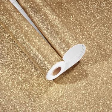 Imagem de EPPKILY Papel de parede com glitter champanhe descasque e cole papel de contato com glitter, autoadesivo, papel de parede removível, papel de glitter champanhe para armários, gavetas, paredes de