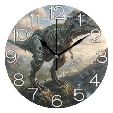 Imagem de GAIGEO Relógio de parede analógico decorativo divertido alimentado por bateria relógio de cozinha rústico, decoração de parede de fazenda moderna, número de relógio branco com Kedu, 25 cm, ponteiros