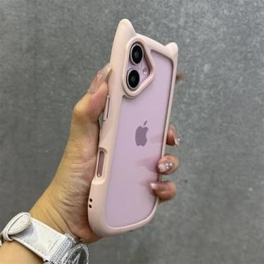 Imagem de Capa magnética transparente com cordão fofo de gato 3D para iPhone 16, 15, 14, 13, 12 ProMax Plus 11, capa com pulseira transparente, rosa B, para iPhone 15 Pro