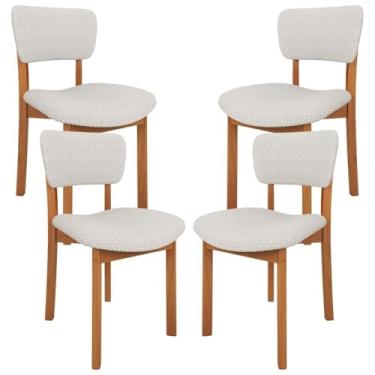 Imagem de Kit 04 Cadeiras Para Sala de Jantar Cozinha Living Estofada Dara L02 Bouclê Cru - Lyam Decor