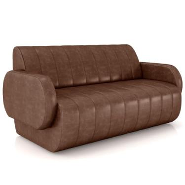 Imagem de Sofá 2 Lugares Sala Living Orgânico 148cm Fávara K01 Couríssimo Marrom - Lyam Decor