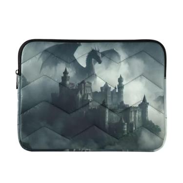Imagem de Capa protetora para laptop Dragon Fog Castle durável de 360°, bolsa de viagem para escritório, bolsa de computador para mulheres de 33 a 35 cm