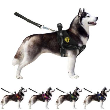 Imagem de Coleira Peitoral Para Cachorro Grande Com Alça Reforçada Guia Ajustáve