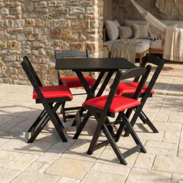 Imagem de Conjunto Mesa Dobrável Área Externa 70x70cm com 4 Cadeiras Estofadas M