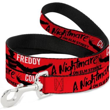 Imagem de Warner Bros. Coleira para animais de estimação de filmes de terror, coleira de cachorro, A Nightmare On Elm St Come to Freddy Long Arms Vermelho Preto, 1 metro de comprimento, 2,5 cm de largura