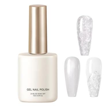 Imagem de Verniz Gel | Brilho Longo e Gel de Fixação,15ml Esmalte Branco Pérola - Para Mulheres Raparigas Manicure Pedicure DIY Salão Caseiro Amantes De Unhas
