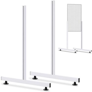 Imagem de Yaocom Conjunto de 2 pares de pernas de grade deslizantes base em T tubo retangular em forma de T pernas de painel de parede, sem necessidade de ferragens (branco, 17,7 x 24 polegadas)