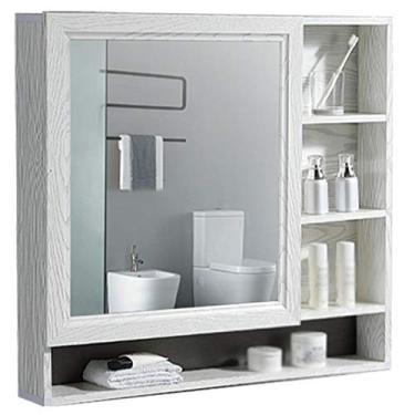 Imagem de Armário de espelho de banheiro montado na parede, organizador de armazenamento de alumínio espacial, armário de remédios, impermeável, à prova de ferrugem, para cozinha, quarto, prata, dourado. (prata