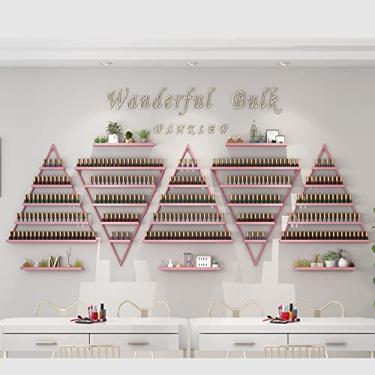 Imagem de Prateleiras de armazenamento de esmalte de parede de metal para produtos domésticos, caixa de armazenamento de esmalte de ferro forjado de 5 camadas, prateleira de exibição triangular com combinação