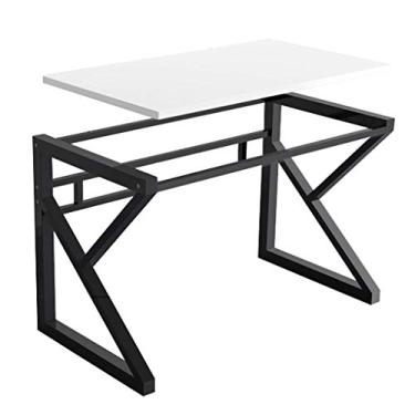 Imagem de Mesa de computador em forma de K, mesa de jogos, mesa de computador, mesa de estudo, estilo industrial, para escritório em casa, 119 cm, branca, natural. (branco)