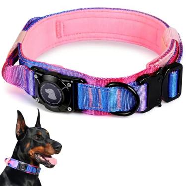 Imagem de Coleira AirTag impermeável para cães 2026 atualizada, coleira tática militar com suporte para AirTag, alça de controle confortável e fivela de metal, suporte de coleira GPS para cães de médio a grande