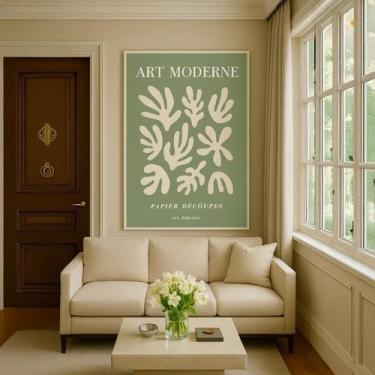 Imagem de Quadr Canvas Matisse Fundo Verde Sálvia 40X30Cm Mold Branca - Quadros 