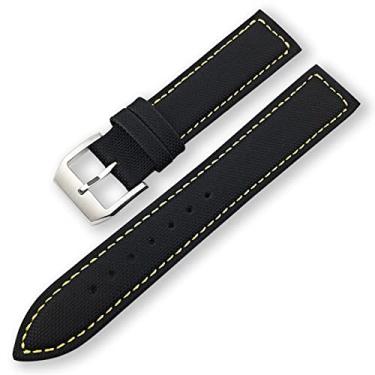 Imagem de SOMKB Pulseira de relógio de pulso de tecido de nylon preto de 20 mm, 21 mm, 22 mm, para acessórios de relógio IWC Mark LE PETIT PRINCE Spitfire (Cor: linha preta amarela, tamanho: 22 mm)