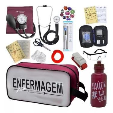 Imagem de Kit Enfermagem Aparelho Pressao Esteto Medidor Glicose Transparente En