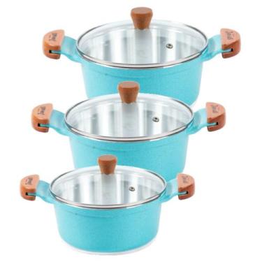 Imagem de Jogo Panelas Azul Alumínio Fundido Usinado Javali AM26a30