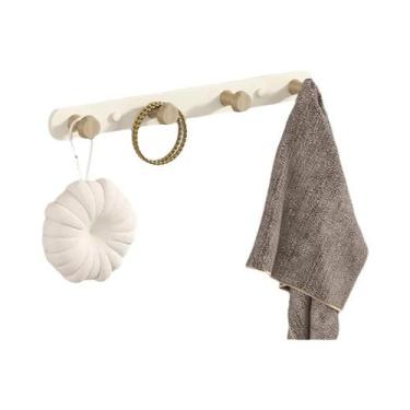 Imagem de Cabideiro De Parede Em Madeira Maciça Com Múltiplos Ganchos, Estilo Ca