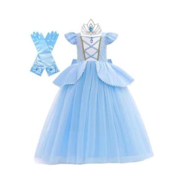 Imagem de Fantasia De Cinderela Para Meninas, Vestido De Princesa Com Lantejoula