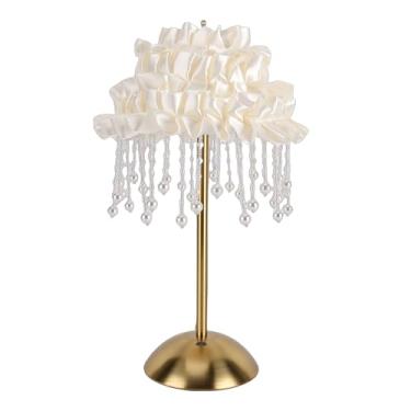 Imagem de Fockety Abajur de Cabeceira Nórdico, Elegante Abajur de Mesa Recarregável com Porta USB e Decoração de Fita, Luminária de Mesa de Cabeceira LED Moderna para Meninas e Mulheres