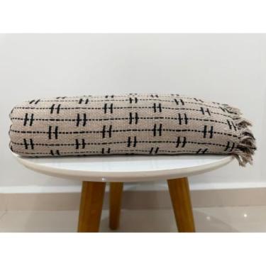 Imagem de Manta Para Sofá Gigante 2,40 x 1,80 Capa Protetora Decorativa Algodão Cama Colcha Coberta(Pontilhada Bege/Preto)