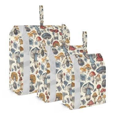 Imagem de xigua Cubos coloridos de embalagem de cogumelos para viagem, organizadores de bagagem leves, conjunto de viagem, à prova d'água, cubos de compressão para acessórios de viagem, 3 pacotes