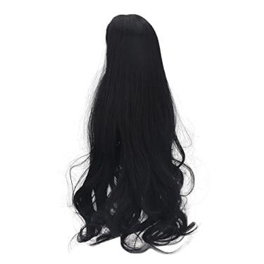 Imagem de Generic Peruca de Cabelo de Boneca Encaracolada Longa 1/3 Com Couro Cabeludo de Simulação para Bonecas DIY Seda Macia para Acessórios de Substituição de Boneca Preto Natural 8-9 pol. Adequado para Bonecas 1/3