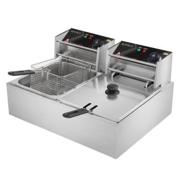 Imagem de Fritadeira elétrica ROVSUN 21.8L com 2 cestos e tampas 5000W, 110V