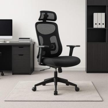 Imagem de Cadeira Escritório NR-17 Everest Presidente c/ Braços 3D Encosto Tela 