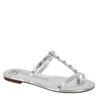 Imagem de Sandália Feminina Rasteira Pedraria Estilo Moleca 5429.451 - Dourado Metalizado - 35-Feminino