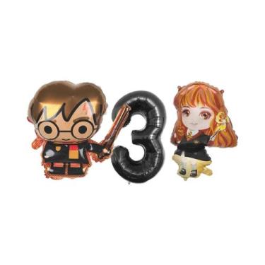 Imagem de Conjunto De Balões Harry Potter 3 Peças Tema Academia Mágica Decoração