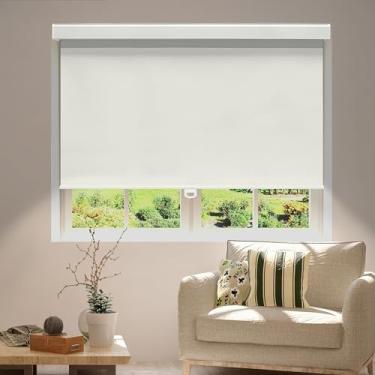 Imagem de Amgo Persianas de rolo blackout, persianas de rolo sem fio de parada livre, cortinas de escurecimento de ambiente de fácil instalação, persianas de janela para casa, quarto, escritório e porta (bege