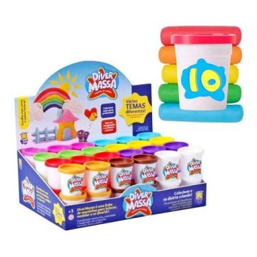 Imagem de Kit 10 Potes Potinho De Massinha Massa De Modelar Divertoys